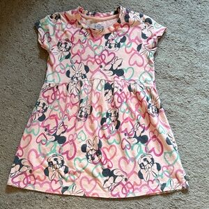 Pink and White Kids Dress with Heart and Character Print
